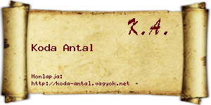 Koda Antal névjegykártya